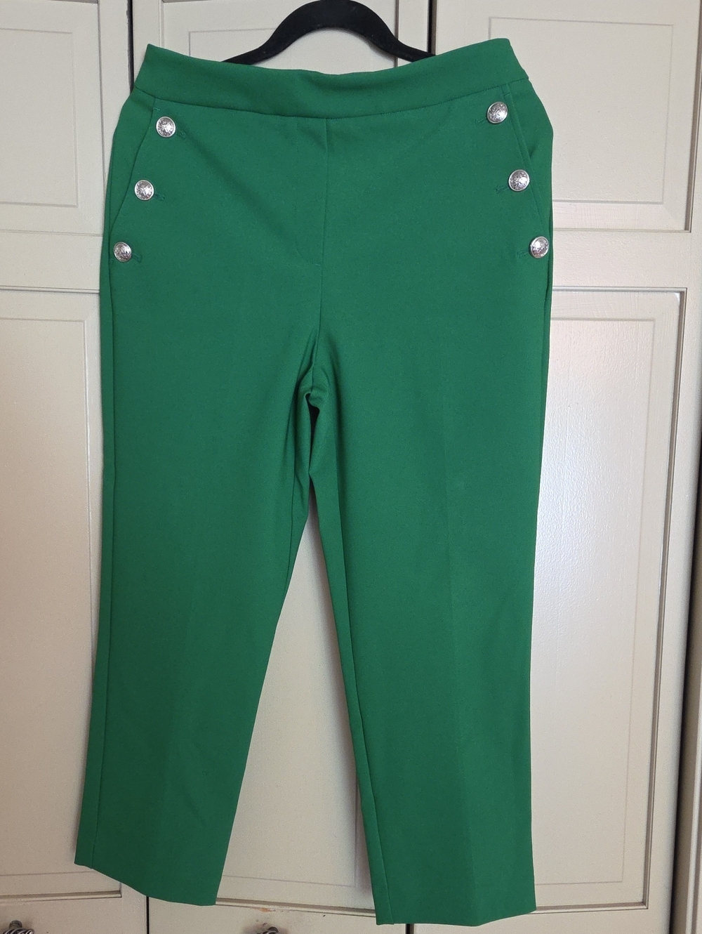 Rachel Zoe Girls Emerald Green Pull-On Sailor Pants with Silver Buttons